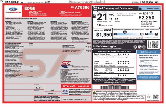Used 2020 Ford Edge ST w/ Equipment Group 401A AWD/4WD image 39