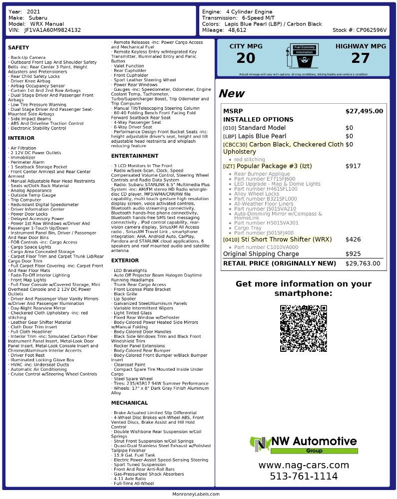 Used 2021 Subaru WRX w/ Popular Package #3 (IZT) image 2