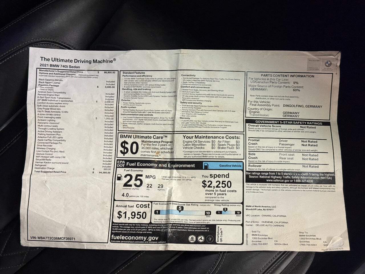 Used 2021 BMW 740i w/ Premium Package RWD image 29