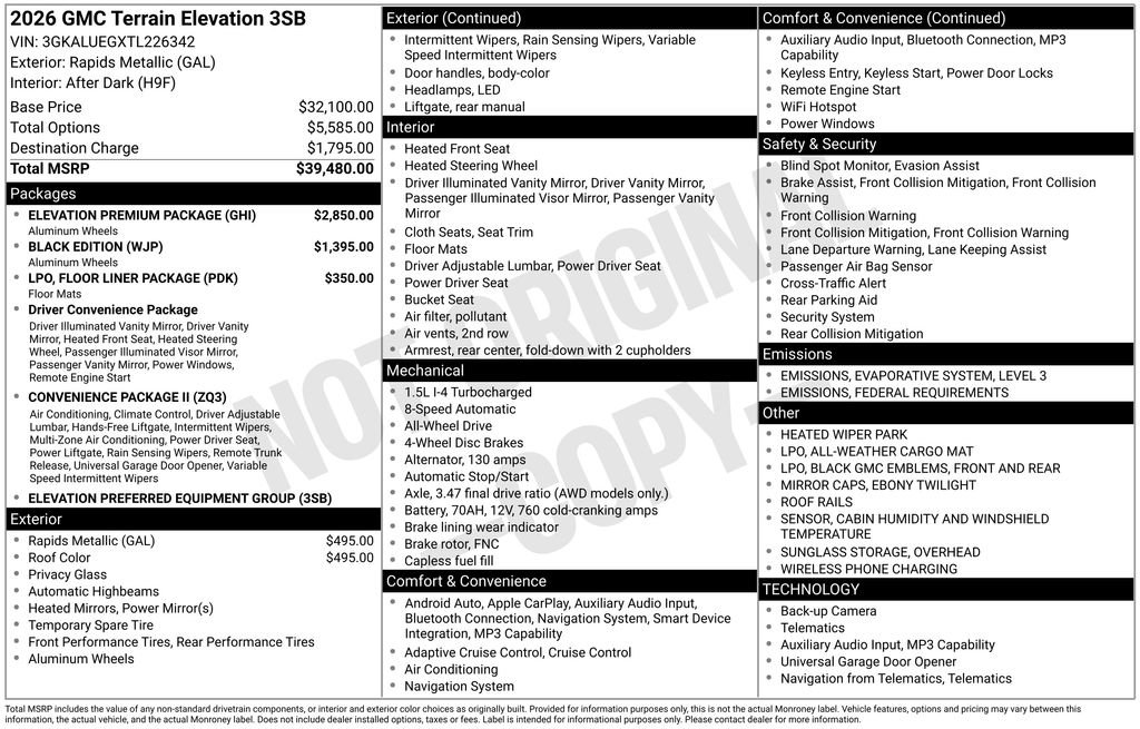 New 2026 GMC Terrain Elevation w/ Elevation Premium Package image 41