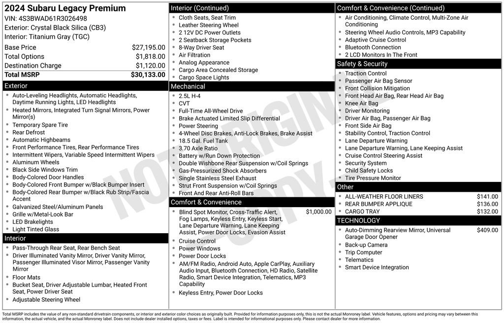Used 2024 Subaru Legacy Premium image 3