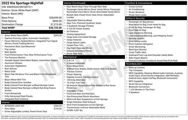 Used 2022 Kia Sportage Nightfall Edition FWD image 10