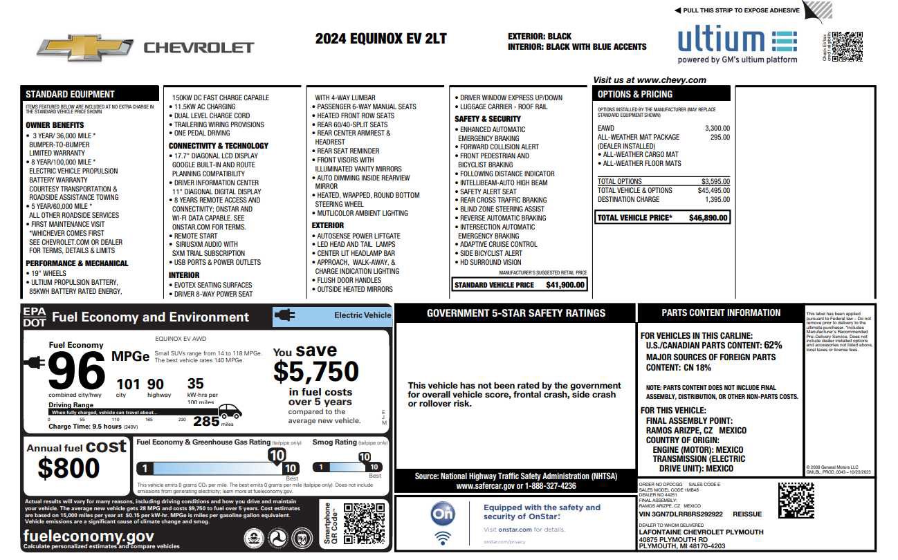 Certified 2024 Chevrolet Equinox EV LT w/ LPO, All-Weather Mat Package