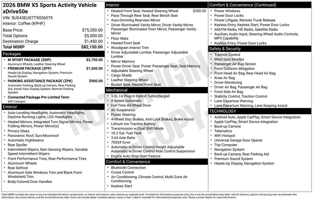 Used 2026 BMW X5 xDrive50e w/ M Sport Package image 6