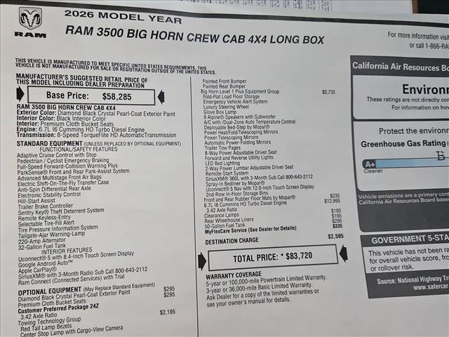 New 2026 RAM 3500 Big Horn AWD/4WD image 18