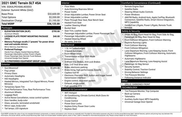 Used 2021 GMC Terrain SLT w/ Elevation Edition image 27