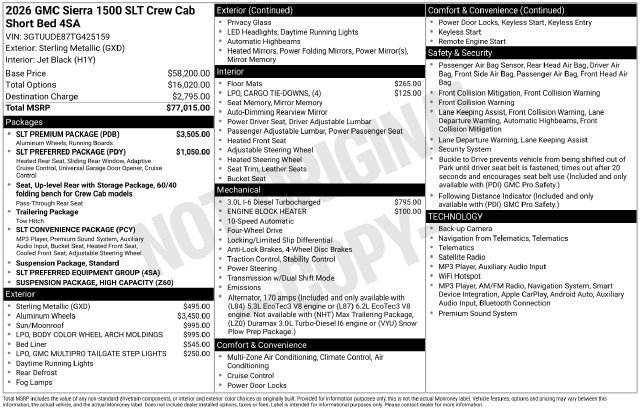 New 2026 GMC Sierra 1500 SLT w/ SLT Premium Package AWD/4WD image 4