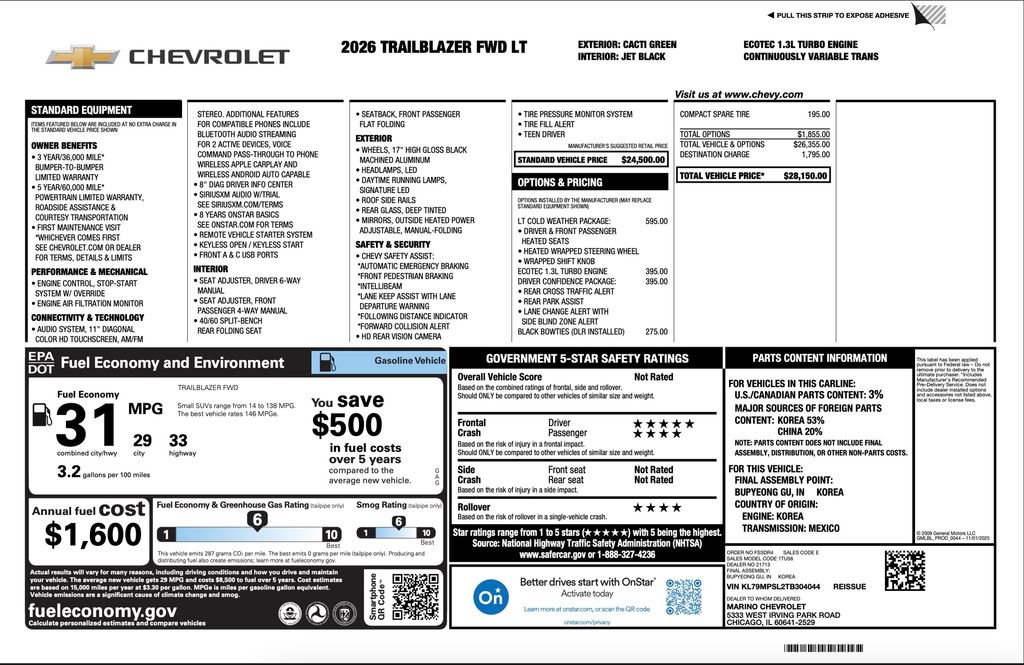 New 2026 Chevrolet TrailBlazer LT w/ LT Cold Weather Package FWD image 2