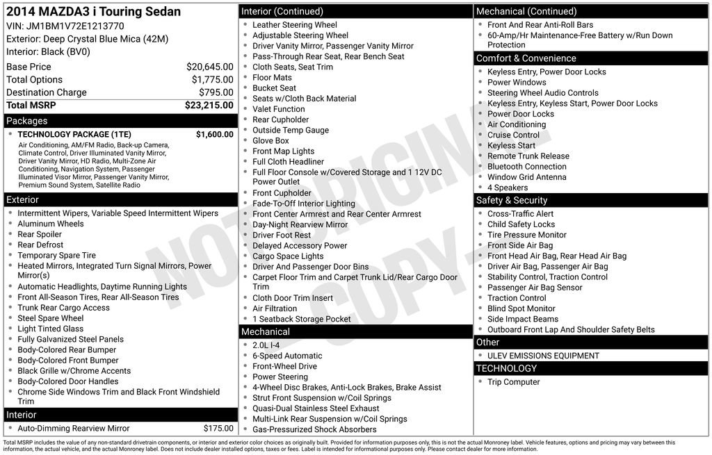 Used 2014 MAZDA MAZDA3 i Touring w/ Technology Package image 4