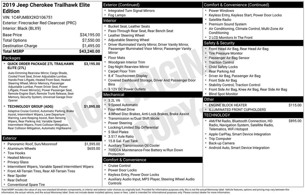 Used 2019 Jeep Cherokee Trailhawk image 45