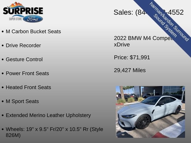 Used 2022 BMW M4 xDrive Competition w/ M Carbon Exterior Package AWD/4WD image 14