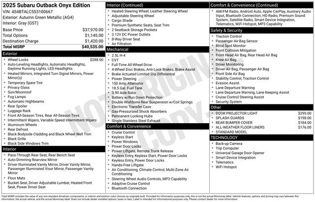 Used 2025 Subaru Outback Onyx Edition image 11