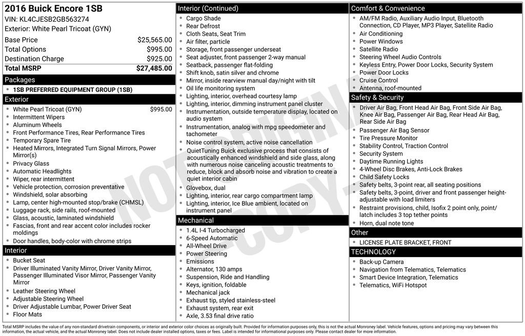 Used 2016 Buick Encore AWD image 30