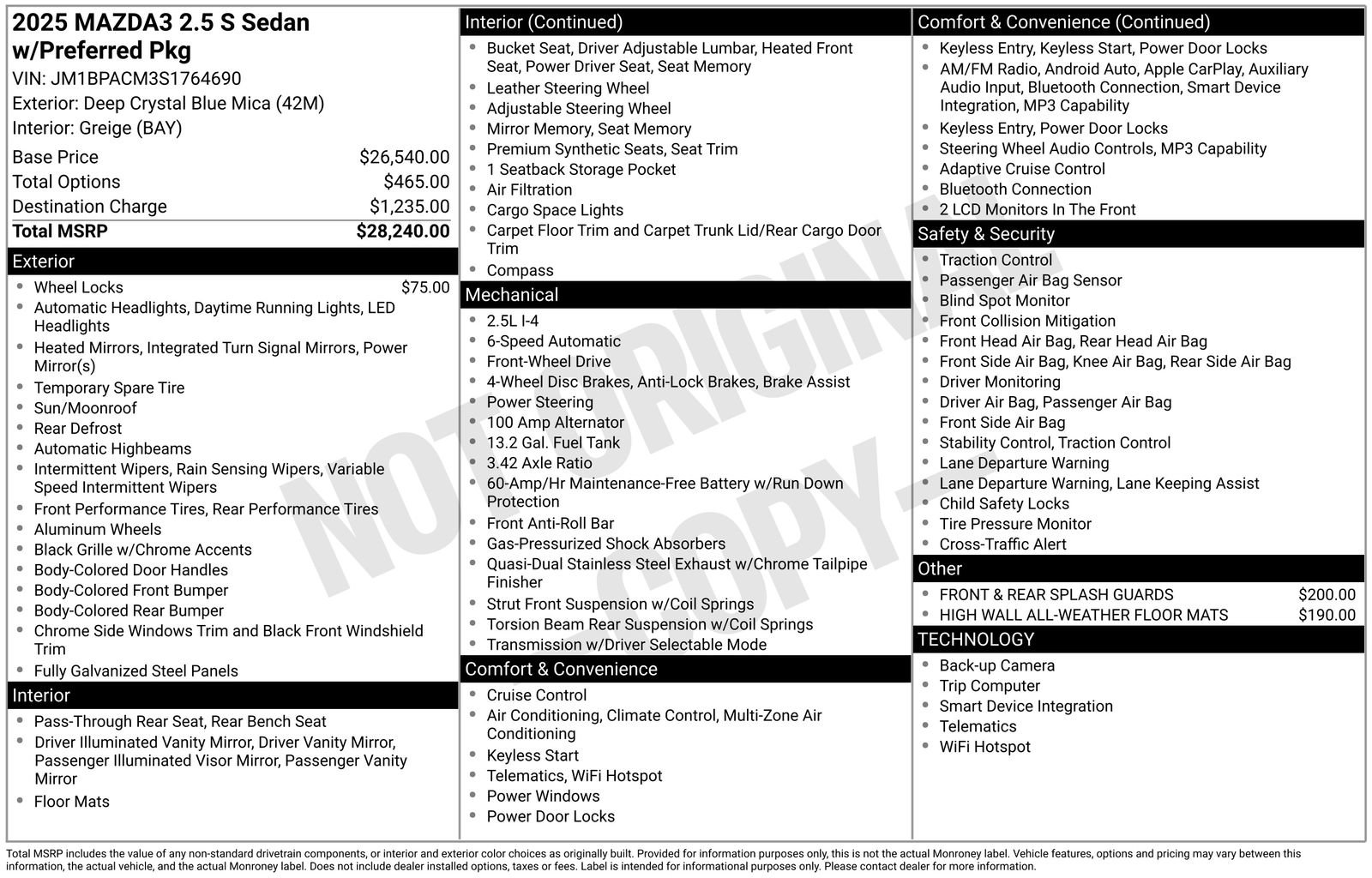 Certified 2025 MAZDA MAZDA3 s FWD image 39