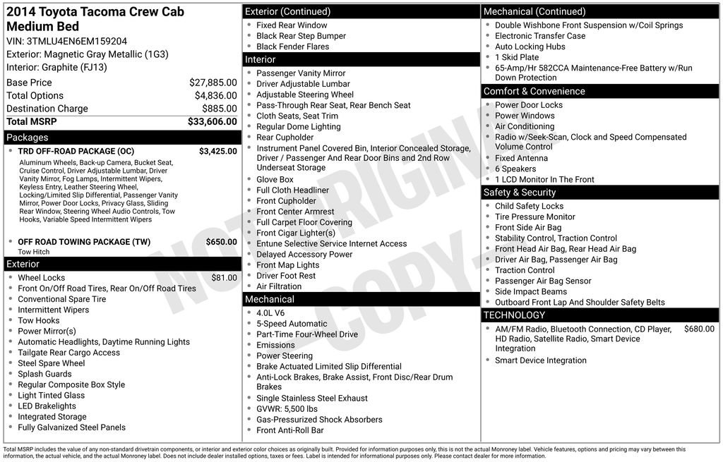 Used 2014 Toyota Tacoma 4x4 Double Cab w/ TRD Off-Road Package image 3