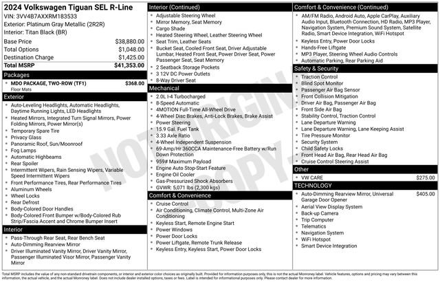 Used 2024 Volkswagen Tiguan SEL R-Line w/ MDO Package, Two-Row image 28