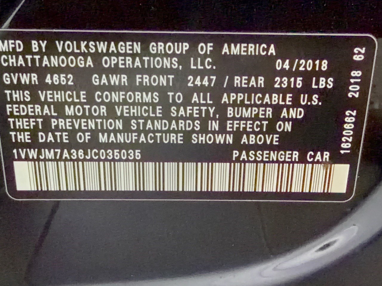 Used 2018 Volkswagen Passat 3.6 FWD image 32