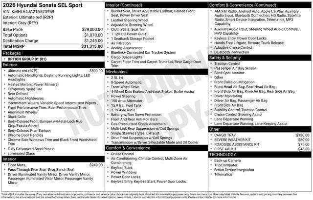 New 2026 Hyundai Sonata SEL FWD image 32