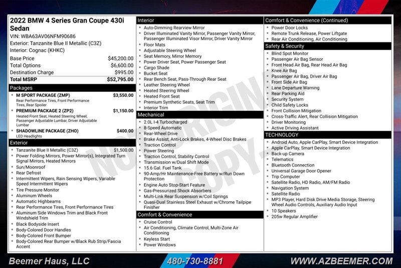 Used 2022 BMW 430i Gran Coupe w/ M Sport Package RWD image 3