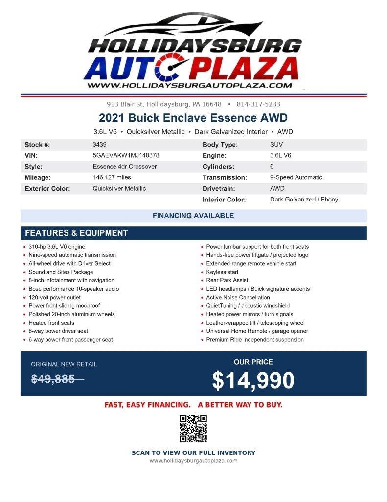 Used 2021 Buick Enclave Essence w/ Sound and Sites Package AWD/4WD image 2