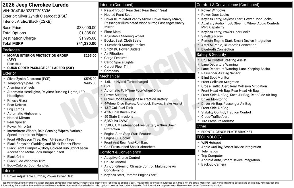 New 2026 Jeep Cherokee Laredo AWD/4WD image 5