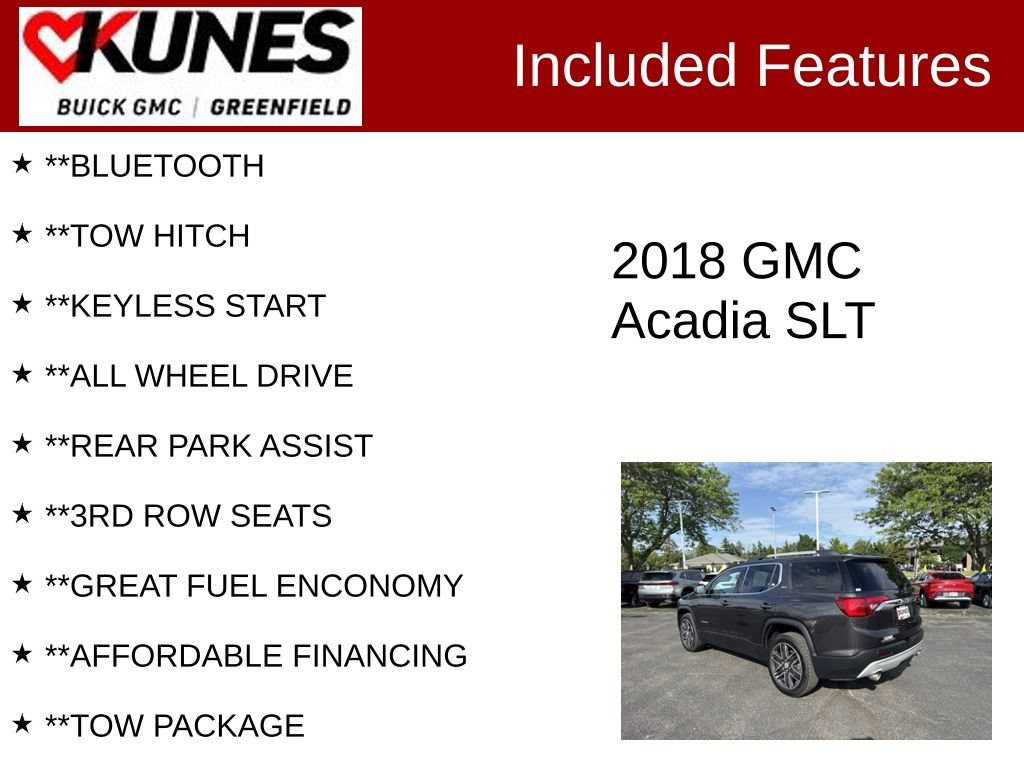Used 2018 GMC Acadia SLT AWD/4WD image 3