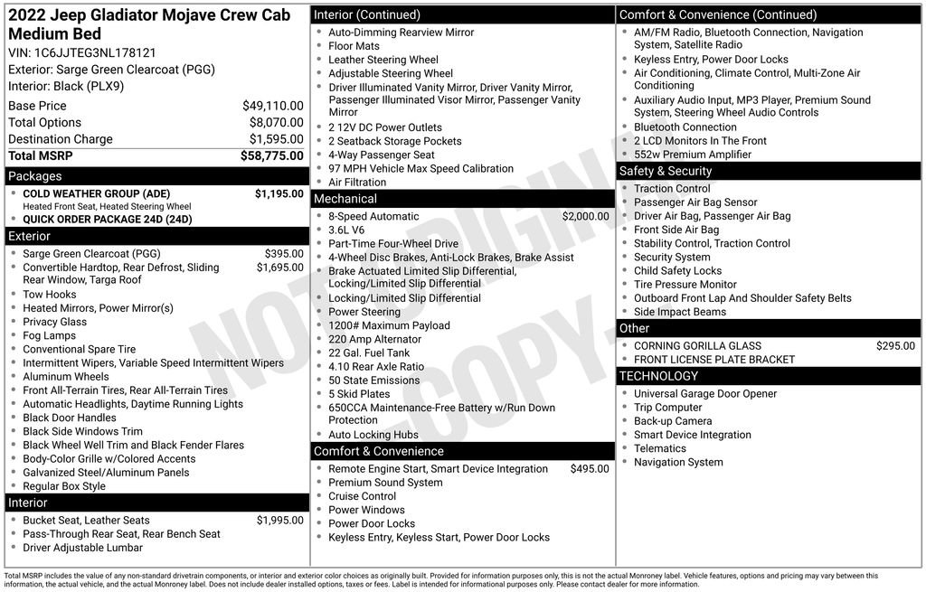 Used 2022 Jeep Gladiator Mojave w/ Cold Weather Group image 39