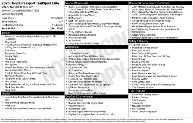 New 2026 Honda Passport TrailSport Elite image 38