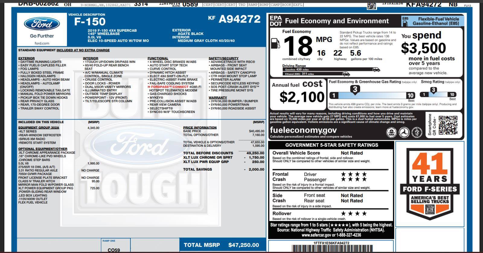Used 2019 Ford F150 XLT w/ Equipment Group 302A Luxury AWD/4WD image 4