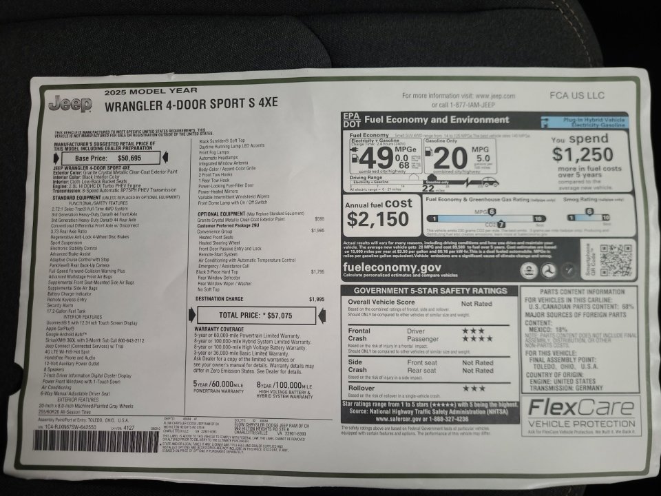 New 2025 Jeep Wrangler Sport S 4xe w/ Convenience Group image 33