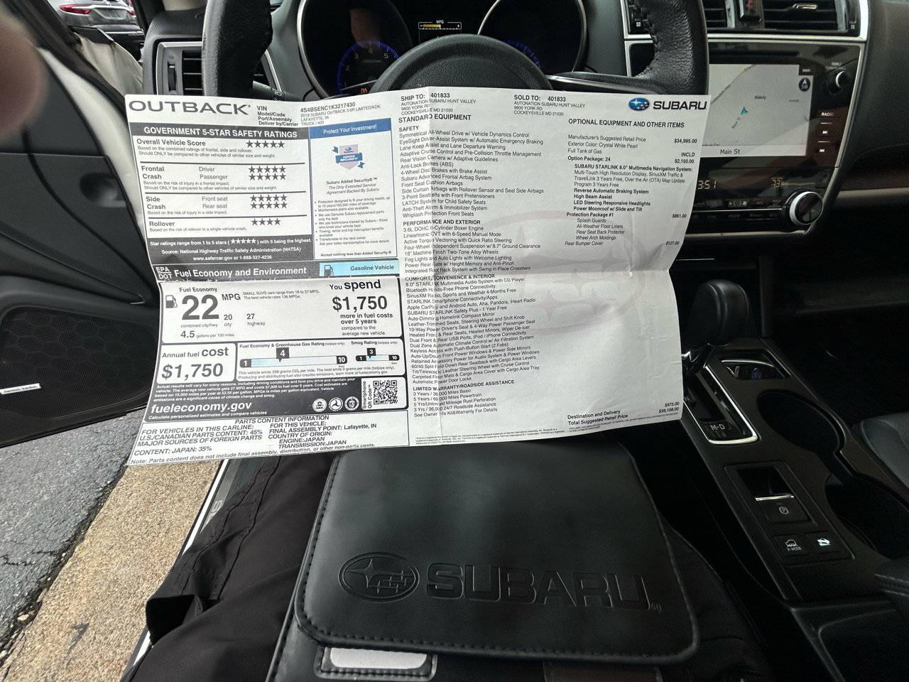 Used 2019 Subaru Outback 3.6R Limited w/ Protection Package #1 image 24