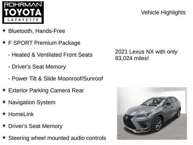 Used 2021 Lexus NX 300 F Sport w/ F Sport Premium Package FWD image 8