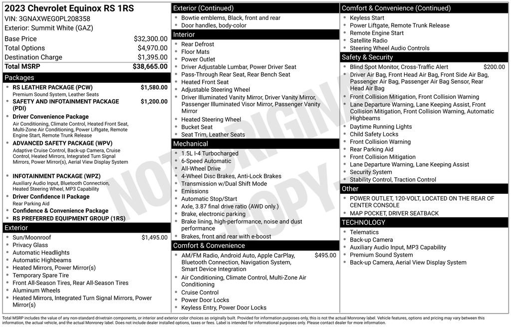 Used 2023 Chevrolet Equinox RS w/ RS Leather Package AWD/4WD image 55