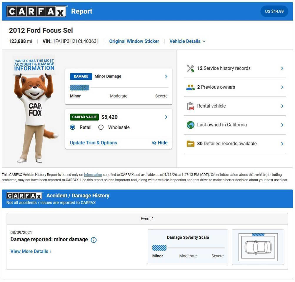 Used 2012 Ford Focus SEL FWD image 2