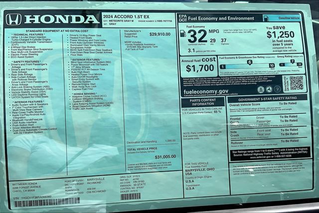 New 2024 Honda Accord EX image 14