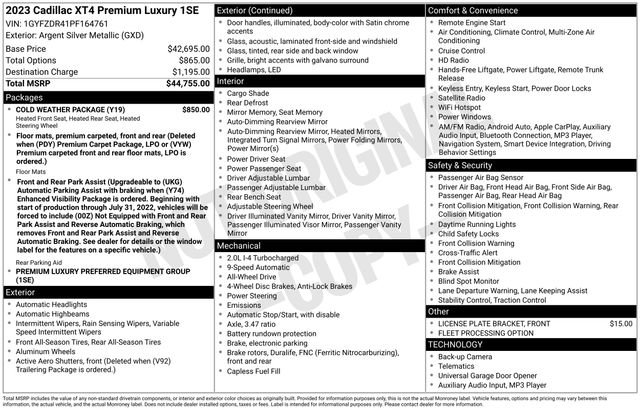 Used 2023 Cadillac XT4 Premium Luxury w/ Cold Weather Package image 15