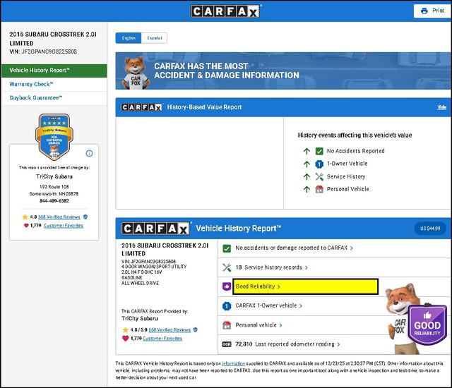 Used 2016 Subaru Crosstrek 2.0i Limited image 12