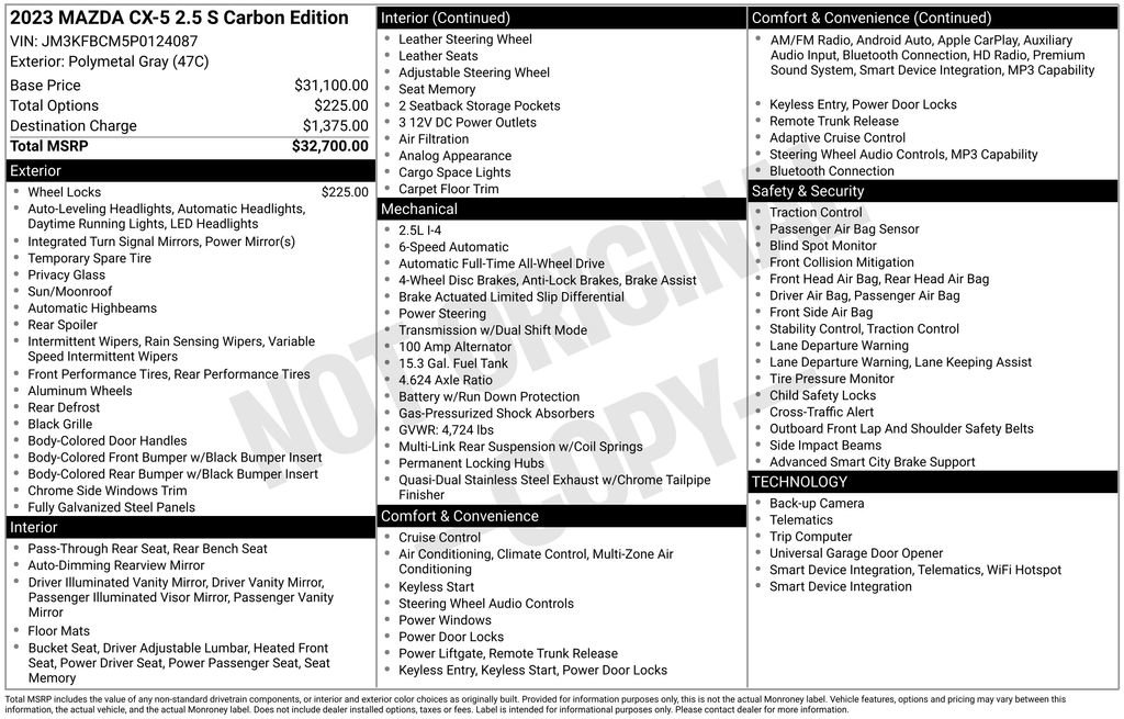 Used 2023 MAZDA CX-5 Carbon Edition AWD/4WD image 3