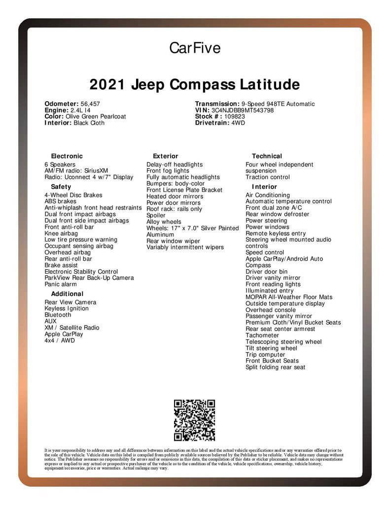 Used 2021 Jeep Compass Latitude image 34