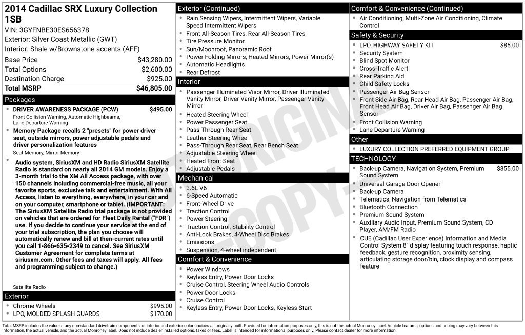 Used 2014 Cadillac SRX Luxury w/ Driver Awareness Package FWD image 7
