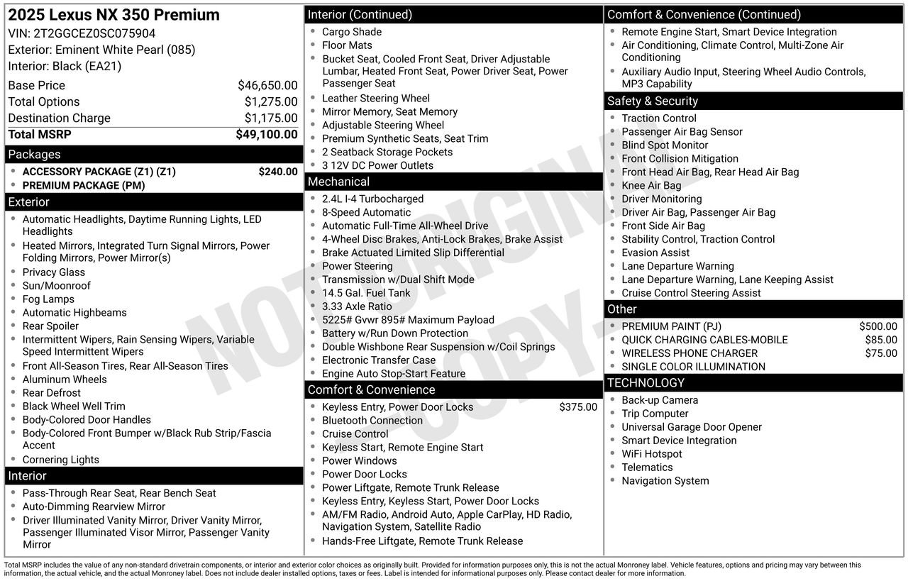 Used 2025 Lexus NX 350 AWD w/ Accessory Package (Z1) image 5