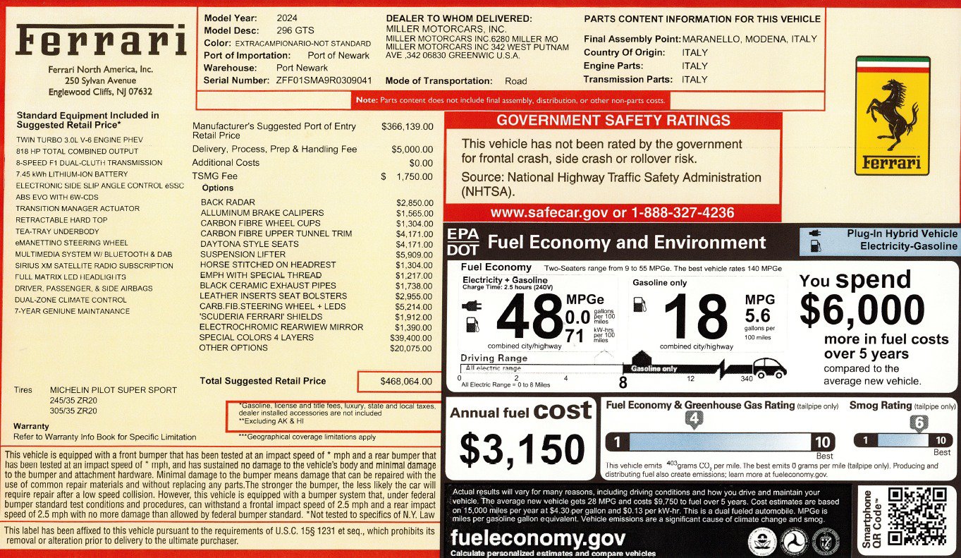 Certified 2024 Ferrari 296 GTS RWD image 2