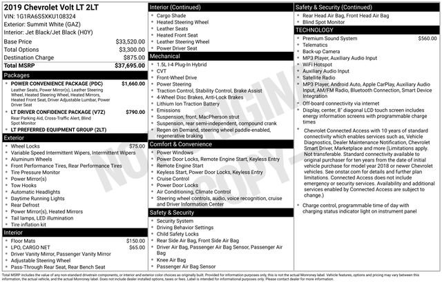 Used 2019 Chevrolet Volt LT w/ Power Convenience Package FWD image 18