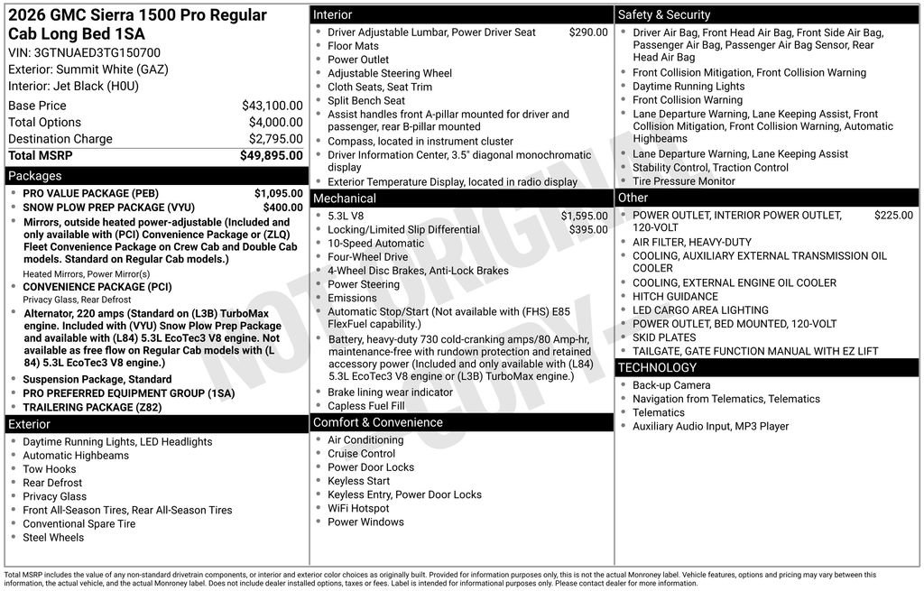 New 2026 GMC Sierra 1500 Pro w/ Pro Value Package image 5