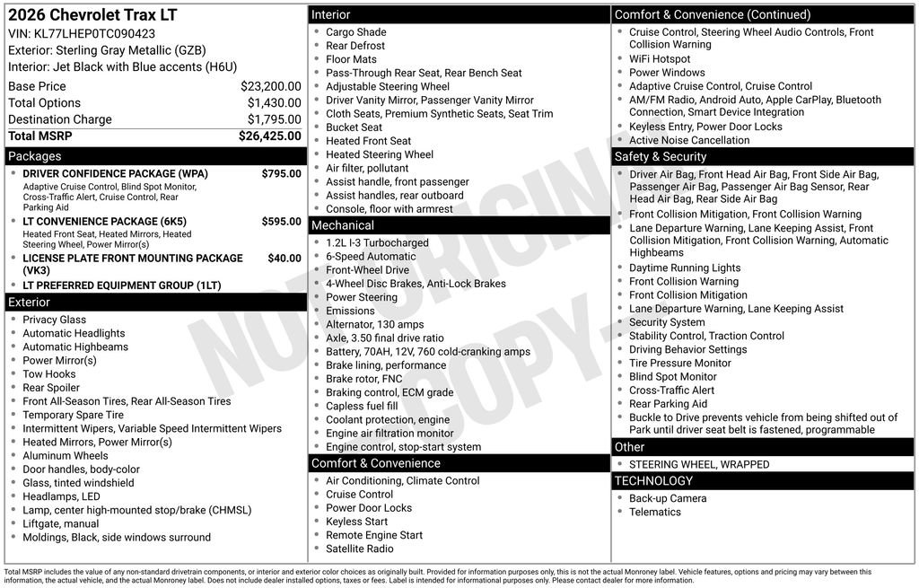 New 2026 Chevrolet Trax LT w/ Driver Confidence Package FWD image 1