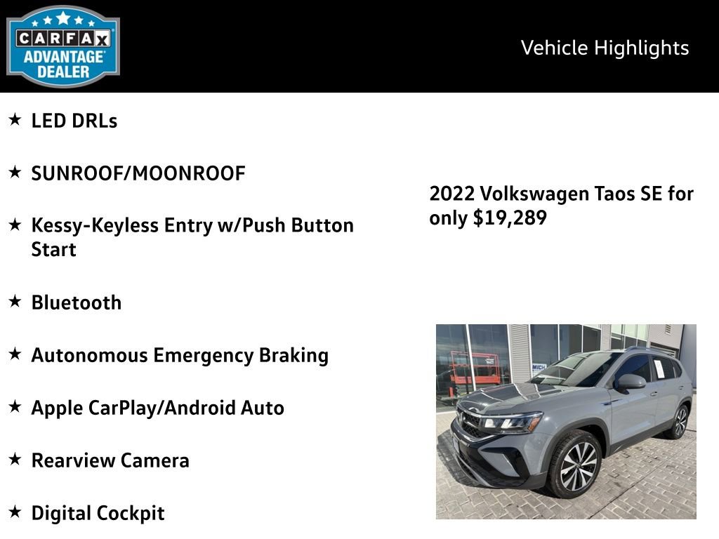 Certified 2022 Volkswagen Taos SE w/ Panoramic Sunroof Package image 4