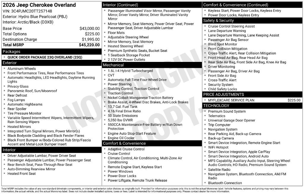 New 2026 Jeep Cherokee Overland AWD/4WD image 7