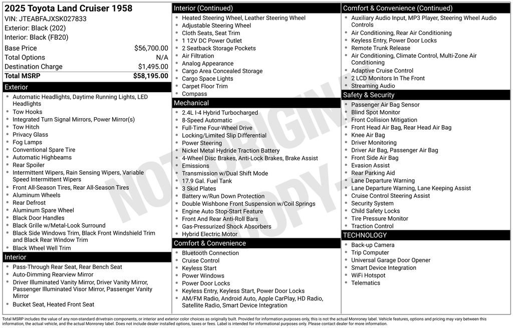 Used 2025 Toyota Land Cruiser 1958 image 2