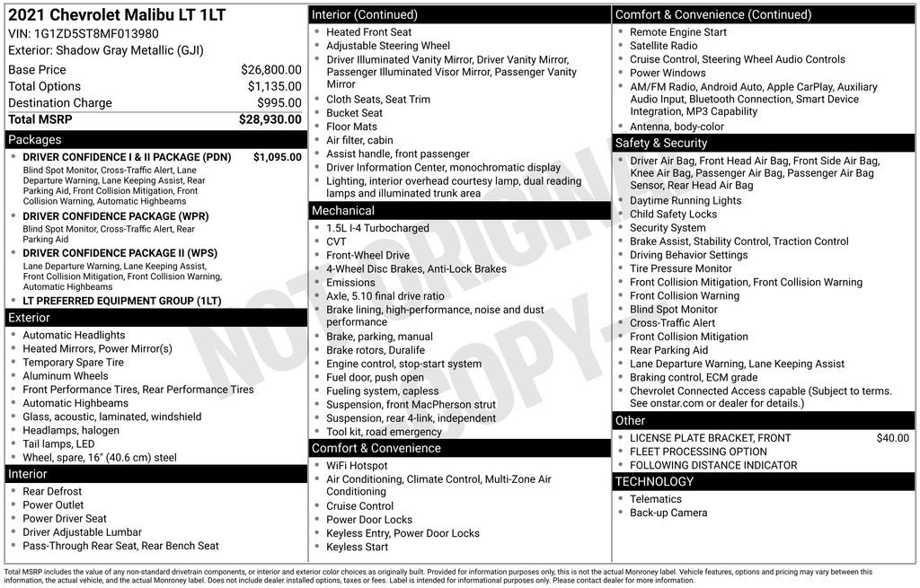 Used 2021 Chevrolet Malibu LT image 6