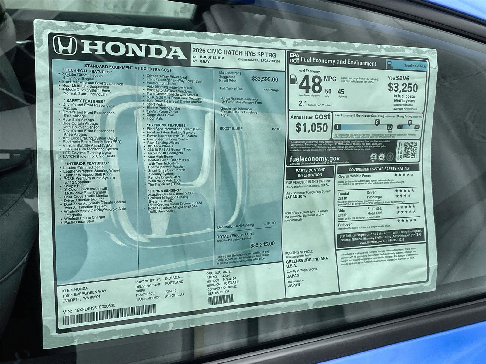 New 2026 Honda Civic Sport Touring image 35